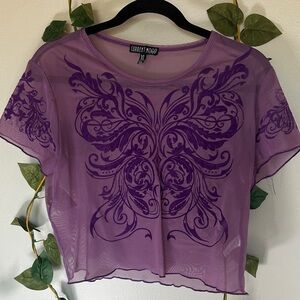 Current Mood Lavender Sheer Crop Top